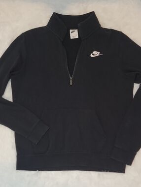 Nike Black Half-Zip Pullover with White Ebroidered Swoosh. Small
